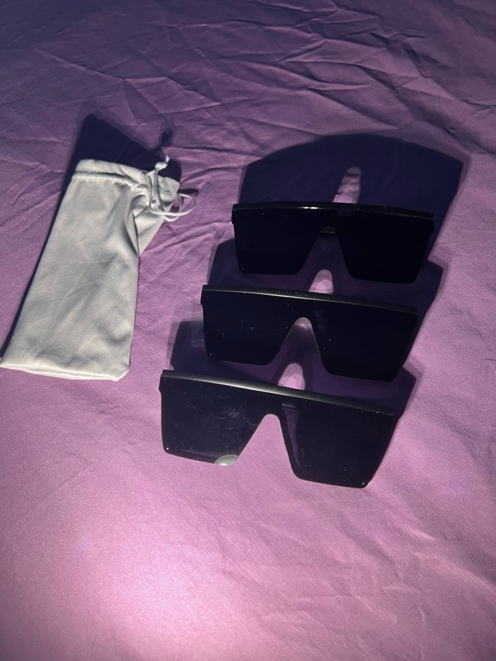 Triple Black Oversized Shield Sunglasses Set